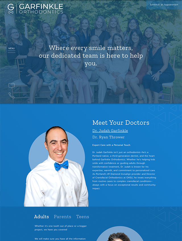 Digital marketing support for Garfinkle Orthodontics including SEO and ad strategy to increase visibility and patient inquiries